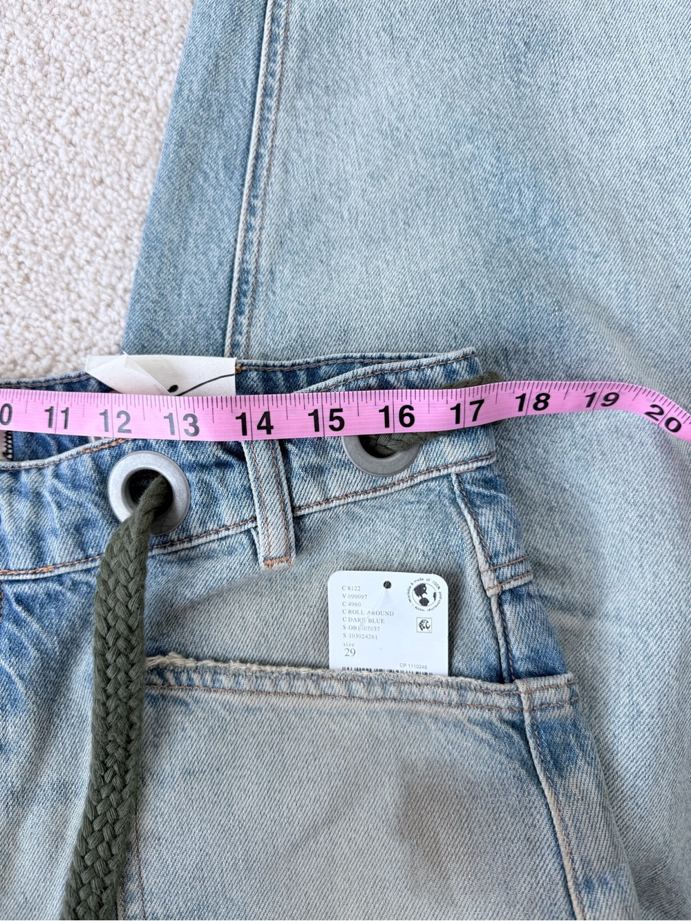 Free People Moxie Low Slung Jeans with Olive Braided Belt in Roll Around - Picture 12 of 16